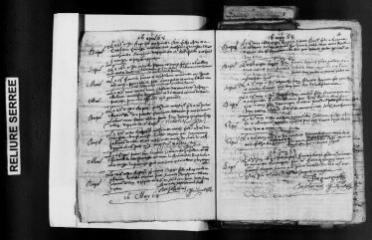 170 vues Merville : baptêmes, mariages, sépultures, 1668, 1670, 1673, 1678, 1682, 1684, 1692-1699. (collection du greffe)