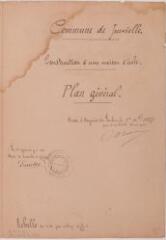 2 vues Commune de Jurvielle, construction d'une maison d'école, plan général. Bauzil, architecte. 1er décembre 1887. Ech. 1/200.
