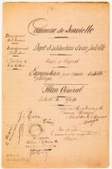 2 vues Commune de Jurvielle, projet d'adduction d'eau potable, source de Sagaret, expropriation pour cause d'utilité publique, plan général. Laubersac. 2 mars 1908. Ech. 1/1250.