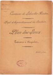 2 vues Commune de Labarthe-Rivière, projet d'agrandissement du cimetière, plan des lieux, terrains à acquérir. Martinez, architecte. 20 avril 1927. Ech. 1/50000 et 1/2500.