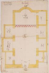 2 vues Eglise de Lanta, plan, coupes. Jean Guilhem, entrepreneur. 12 avril 1833. Ech. 1/65.