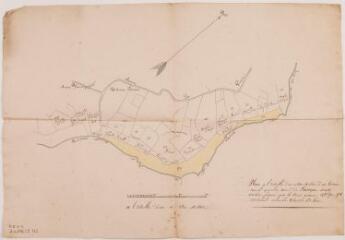 2 vues Plan d'un terrain communal que la commune de Larroque veut vendre. Théodore Mulle, géomètre. 9 décembre 1863. Ech. 1/2500.