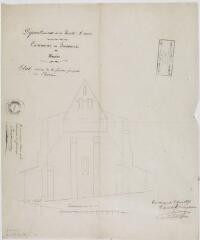 1 vue Commune du Fousseret, église, état actuel de la façade principale de l'église. Jacques Esquié, architecte du département. 8 mars 1851. Ech. 0,01 p.m.