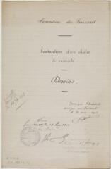 2 vues Commune du Fousseret, construction d'un chalet de nécessité, plan, coupe et élévation. Barbe, architecte. 30 mai 1913. Ech. 1/50.