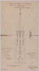 1 vue Commune de Garac, projet du parachèvement du clocher de l'église, élévation. E. Thiers, architecte. 8 avril 1870. Ech. 0,01 p.m.