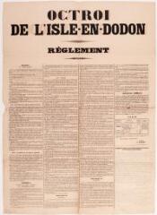 1 vue Octroi de L'Isle-en-Dodon, règlement. 30 septembre 1880. Saint-Gaudens : imp. Abadie.