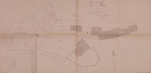 1 vue Plan d'ensemble du village de Bax. Martin. 11 décembre 1879. Ech. 0,005 p.m.