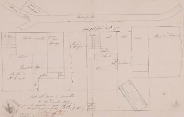 1 vue Vieux presbytère de Benque, plans du rez-de-chaussée et du 1er étage. B. Parieu, maître-maçon. 28 décembre 1862. Ech. n.d.