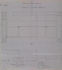 1 vue Commune de Bezins-Garraux, construction d'un lavoir-abreuvoir, plan, coupe. 1921. Ech. 5/100.