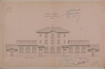 1 vue Commune de Blagnac, projet de groupe scolaire, façade. A. Gaubert, architecte. 28 décembre 1892. Ech. 0,01 p.m.