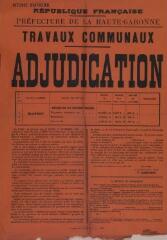 1 vue Préfecture de la Haute-Garonne, travaux communaux, adjudication, Blagnac, amélioration des fontaines publiques. 17 octobre 1901. Toulouse : Imp. Douladoure-Privat.