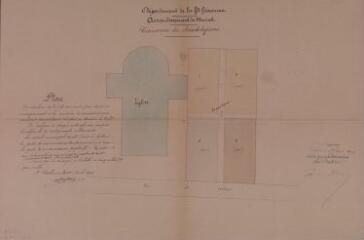1 vue Commune de Bois-de-la-Pierre, plan du cimetière de ladite commune. Montané. 22 avril 1891. Ech. 5 mm par m.