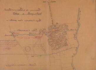1 vue Commune de Bourg-d'Oueil, projet d'adduction d'eau potable, plan d'ensemble. Robert Oury, ingénieur. 24 janvier 1911. Ech. 1/1250.