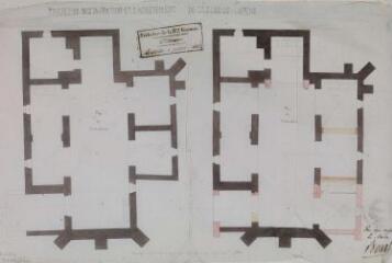 1 vue Projet de restauration et d'achèvement de l'église de Capens, plan de l'état actuel et plan de restauration. 1854. Ech. 0,01 p.m. Copie du plan dressé par Saint-André, architecte, le 16 octobre 1850.
