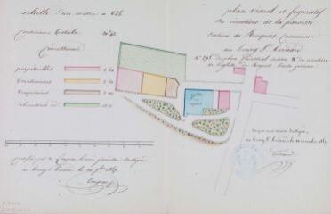 1 vue Plan visuel et figuratif du cimetière de la paroisse, section de Roques, commune du Bourg-Saint-Bernard. Honoré Loupiac, géomètre. 10 novembre 1857. Ech. 1/625.