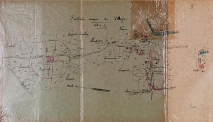 1 vue Commune de Cabanac, projet de translation du cimetière, plan général, section unique du village. Julien, architecte. 20 août 1912. Ech. 1/2500 et 1/1250.