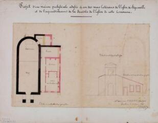 1 vue Projet d'une maison presbytérale adossée à un des murs latéraux de l