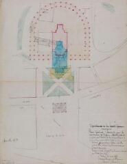 1 vue Plan général d'ensemble pour la reconstruction de l'église de Cassagnabère. Edmond Chambert, architecte du département. 10 février 1844. Ech. n.d.
