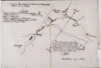 1 vue Copie du plan cadastral de la commune de Castelgaillard, section dite du Village. Bertin, géomètre. 6 novembre 1844. Ech. 1/2500.
