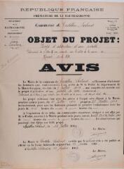 1 vue République française, préfecture de la Haute-Garonne, commune de Castillon-de-Larboust, objet du projet : projet d'adduction d'eau potable de la commune de Castillon-de-Larboust, prélèvement de 2,5 litres par seconde sur le débit de la source de Hount Dech Ha, avis. 12 juillet 1914.