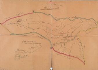 1 vue Commune de Cazaunous, plan d'ensemble. Faulin. 8 décembre 1898. Ech. 1/10000.