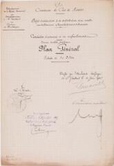 2 vues Commune de Cier-de-Rivière, projet d'adduction et de distribution d'eau potable avec établissement de bornes-fontaines et abreuvoirs, conduites d'amenées et de refoulement, plan général. Dencausse, architecte. 10 juin 1905. Ech. 1/2500.