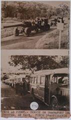 2 vues Vers le front : convoi de transport des troupes. En haut, pièce d'artillerie lourde tractée / photographie A.N.I.P. Henri Manuel, Paris. - 28 septembre 1939. - Photographie