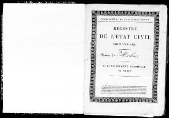 109 vues Marliac. 1 E 10 registre d'état civil : naissances, mariages, décès. (collection communale)
