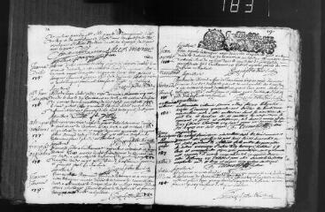 461 vues Vacquiers. 1 E 1 registre paroissial : baptêmes, mariages, sépultures. (collection communale)