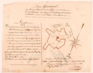 1 vue Plan géométral dont les parcelles qui en font l'objet sont situées au lieu-dit Caouarère dépendant de la section C du territoire de Melles. Jean Cazat, géomètre. 18 juin 1864. Ech. 1/1250.