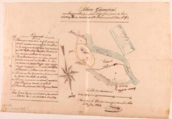 1 vue Plan géométral dont les parcelles qui en font l'objet font partie de la section B du territoire de Melles. Jean Cazat, géomètre. 21 juin 1864. Ech. 1/2500.