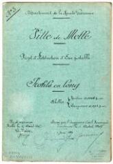 2 vues Ville de Melles, projet d'adduction d'eau potable, profils en long. A. Soucaret, ingénieur. 5 août 1907. Ech. 0,0005 et 0,001 p.m.