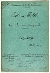 2 vues Ville de Melles, projet d'adduction d'eau potable, captage, coupes en long et en travers, plan. A. Soucaret, ingénieur. 5 août 1907. Ech. 0,05 p.m.