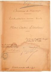 2 vues Commune de Moncaup, construction d'une maison d'école mixte, plans du rez-de-chaussée et du 1er étage, façade principale, façade est, coupe. Bauzil, architecte. 15 décembre 1891. Ech. 1/100.