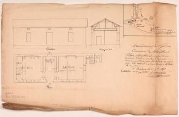 1 vue Commune de Mondilhan, plan, élévation et coupe d'une maison d'école à construire dans cette commune, plan général. Duran, architecte. 1er novembre 1851. Ech. 1/100.