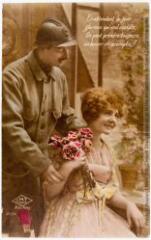 2 vues En attendant le jour glorieux qui seul compte. On peut prendre toujours un baiser en acompte !. - 10 juin 1917. - Carte postale