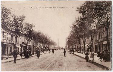 2 vues 11. Toulouse. Avenue des Minimes. - Toulouse : Guionie et Cie, marque L.M., 22 novembre 1917. - Carte postale