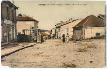 2 vues Martigny-les-Bains (Vosges) : bureau de poste et lavoir. - 9 août 1915. - Carte postale