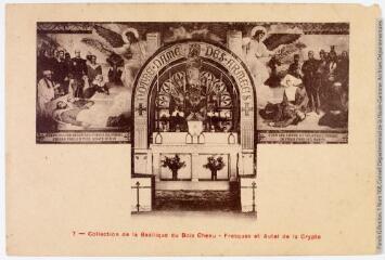 2 vues 7. Collection de la Basilique du Bois Chenu : fresque et autel de la crypte. - 30 août 1915. - Carte postale