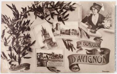 2 vues Un bonjour d'Avignon. - 5 octobre 1916. - Carte postale