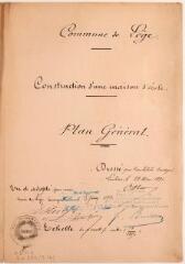 2 vues Commune de Lège, construction d'une maison d'école, plan général. Bauzil, architecte. 28 mai 1892. Ech. 1/1250.