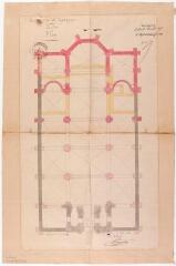 1 vue Commune de Longages, église, plan. Esquié, architecte. 17 octobre 1872. Ech. 0,01 p.m.