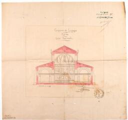 1 vue Commune de Longages, église, coupe transversale. Esquié, architecte. 17 octobre 1872. Ech. 0,01 p.m.