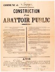 1 vue Commune de Longages, construction d'un abattoir public, avis, mairie de Carbonne. 13 décembre 1902. Muret : imp. J. Gasc.