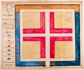 1 vue Commune de La Magdelaine, cimetière communal, plan indicatif des terrains susceptibles d'être affectés aux fosses communes et aux diverses classes de concessions. 18 mai 1895. Ech. 0,01 p.m.
