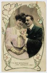 2 vues Il ne faut qu'un baiser pour embraser le coeur. - [s.l], [s.n], marque AR, [entre 1905 et 1950]. - Carte postale