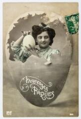 2 vues 869. Heureuses pâques. - Paris : MF, [entre 1905 et 1950]. - Carte postale