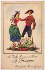2 vues Les vieilles provinces de France : la Gascogne / dessiné par Jean Droit. - Paris : édition des farines Jammet, [entre 1905 et 1950]. - Carte postale