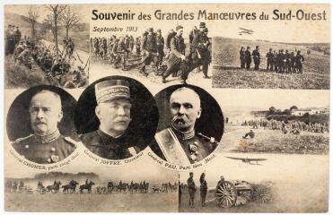 2 vues Souvenir des grandes manoeuvres du Sud-Ouest, septembre 1913 / cliché Manuel et Waléry. - Albi : édition Poux, [vers 1913]. - Carte postale