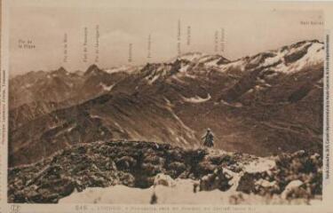 1 vue - 545. Luchon : panorama pris du sommet du Céciré (2400 m.). - Toulouse : phototypie Labouche frères, marque LF, [entre 1918 et 1937]. - Carte postale (ouvre la visionneuse)
